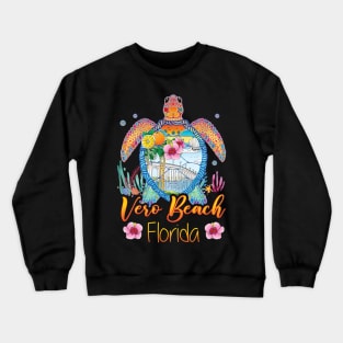 Vero Beach Florida Tie Dye Sea Turtle Vacation Gift For Men Women Crewneck Sweatshirt